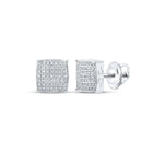 10kt White Gold Square Diamond Earrings - Sleek and Sophisticated Men's Jewelry - Alternate view 1 from Splendid Jewellery