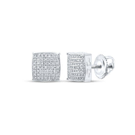 10kt White Gold Square Diamond Earrings - Sleek and Sophisticated Men's Jewelry - Alternate view 1 from Splendid Jewellery