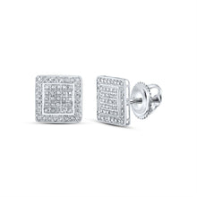 Load image into Gallery viewer, 10kt White Gold Square Diamond Earrings - Striking Men&#39;s Jewelry - Alternate view 1 from Splendid Jewellery