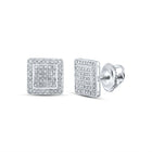 10kt White Gold Square Diamond Earrings - Striking Men's Jewelry - Alternate view 1 from Splendid Jewellery