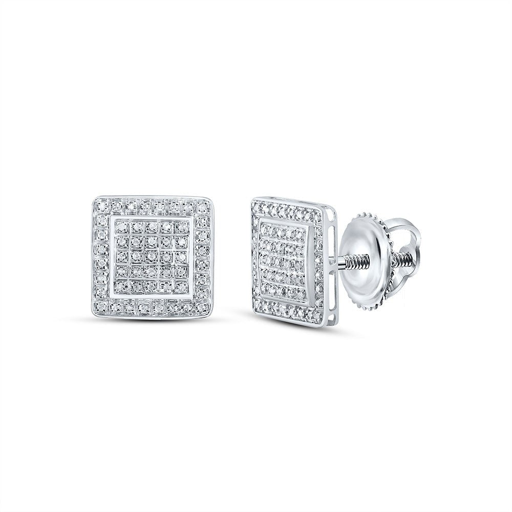 Men's Diamond Earrings | 10kt White Gold Mens Round Diamond Square Earrings 1/3 Cttw | Splendid Jewellery GND