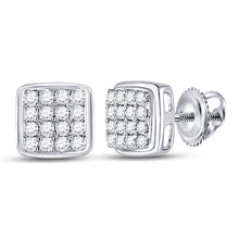 Load image into Gallery viewer, 10kt White Gold Men&#39;s Square Diamond Earrings - 1/3 Cttw | Exquisite Jewellery - Alternate view 1 from Splendid Jewellery