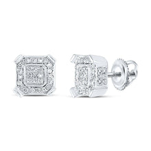 Load image into Gallery viewer, 10kt White Gold Square Diamond Earrings for Men - Stunning 1/3 Cttw Sparklers - Alternate view 1 from Splendid Jewellery