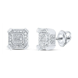 10kt White Gold Square Diamond Earrings for Men - Stunning 1/3 Cttw Sparklers - Alternate view 1 from Splendid Jewellery