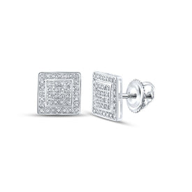 10kt White Gold Square Diamond Earrings - Elegant Men's Jewelry with 1/4 Cttw - Alternate view 1 from Splendid Jewellery