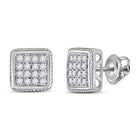 10kt White Gold Square Diamond Earrings - Sleek and Sophisticated Men's Jewelry - Alternate view 1 from Splendid Jewellery