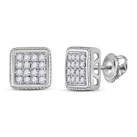 10kt White Gold Square Diamond Earrings - Sleek and Sophisticated Men's Jewelry - Alternate view 1 from Splendid Jewellery