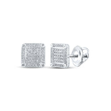 Load image into Gallery viewer, 10kt White Gold Men&#39;s Square Diamond Earrings - 1/4 Cttw | Exquisite Jewellery - Alternate view 1 from Splendid Jewellery