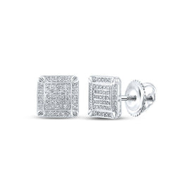 10kt White Gold Men's Square Diamond Earrings - 1/4 Cttw | Exquisite Jewellery - Alternate view 1 from Splendid Jewellery