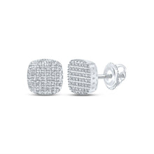 Load image into Gallery viewer, 10kt White Gold Square Diamond Earrings - Elegant Men&#39;s Jewelry with 1/5 Cttw Diamonds - Alternate view 1 from Splendid Jewellery