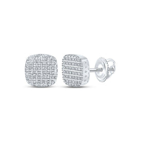 10kt White Gold Square Diamond Earrings - Elegant Men's Jewelry with 1/5 Cttw Diamonds - Alternate view 1 from Splendid Jewellery