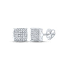 10kt White Gold Men's Round Diamond Square Earrings - Elegant Sparkle for Him - Alternate view 1 from Splendid Jewellery
