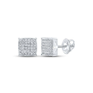 Men's Diamond Earrings | 10kt White Gold Mens Round Diamond Square Earrings 1/5 Cttw | Splendid Jewellery GND