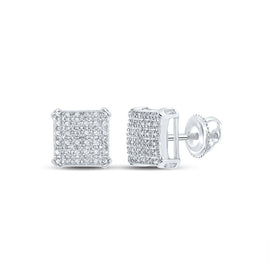 10kt White Gold Square Diamond Earrings for Men - 1/5 Ct.t.w. - Alternate view 1 from Splendid Jewellery