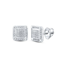 Load image into Gallery viewer, 10kt White Gold Square Diamond Earrings for Men - 1/5 Cttw, G-H Color, I3 Clarity - Alternate view 1 from Splendid Jewellery
