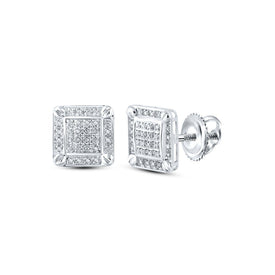 10kt White Gold Square Diamond Earrings for Men - 1/5 Cttw, G-H Color, I3 Clarity - Alternate view 1 from Splendid Jewellery