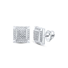 Load image into Gallery viewer, 10kt White Gold Square Diamond Earrings for Men - Dazzling 1/5 Ct.t.w. Round Diamond Studs - Alternate view 1 from Splendid Jewellery