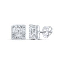 Load image into Gallery viewer, 10kt White Gold Men&#39;s Square Diamond Earrings - 1/6 Cttw: A Dazzling Addition to Your Collection - Alternate view 1 from Splendid Jewellery