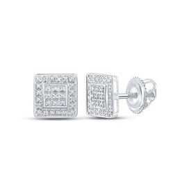 10kt White Gold Men's Square Diamond Earrings - 1/6 Cttw: A Dazzling Addition to Your Collection - Alternate view 1 from Splendid Jewellery