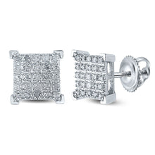 Load image into Gallery viewer, 10kt White Gold Square Diamond Earrings for Men - Exquisite Sparkle - Alternate view 1 from Splendid Jewellery