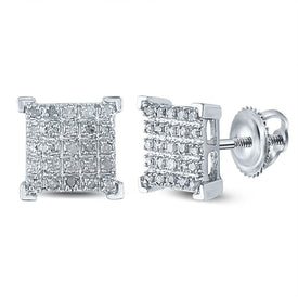 10kt White Gold Square Diamond Earrings for Men - Exquisite Sparkle - Alternate view 1 from Splendid Jewellery