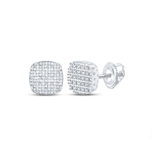 Load image into Gallery viewer, 10kt White Gold Square Diamond Earrings for Men - Dazzling 1/8 Cttw Sparklers - Alternate view 1 from Splendid Jewellery
