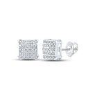 10kt White Gold Square Diamond Stud Earrings for Men - 1/8 Cttw - Alternate view 1 from Splendid Jewellery