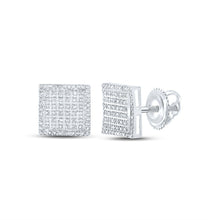 Load image into Gallery viewer, 10kt White Gold Square Diamond Earrings for Men - Elegant and Timeless Sparkle - Alternate view 1 from Splendid Jewellery