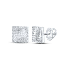 10kt White Gold Square Diamond Earrings for Men - Elegant and Timeless Sparkle - Alternate view 1 from Splendid Jewellery