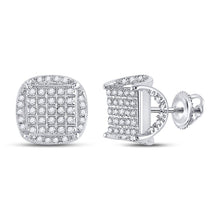 Load image into Gallery viewer, 10kt White Gold Men&#39;s Round Diamond Square Stud Earrings 1/3 Cttw | Sophisticated Brilliance - Alternate view 1 from Splendid Jewellery