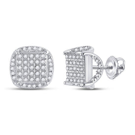 10kt White Gold Men's Round Diamond Square Stud Earrings 1/3 Cttw | Sophisticated Brilliance - Alternate view 1 from Splendid Jewellery