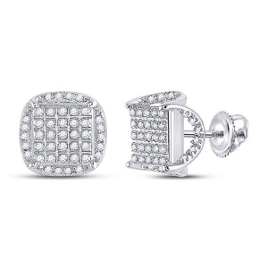 Men's Diamond Earrings | 10kt White Gold Mens Round Diamond Square Stud Earrings 1/3 Cttw | Splendid Jewellery GND