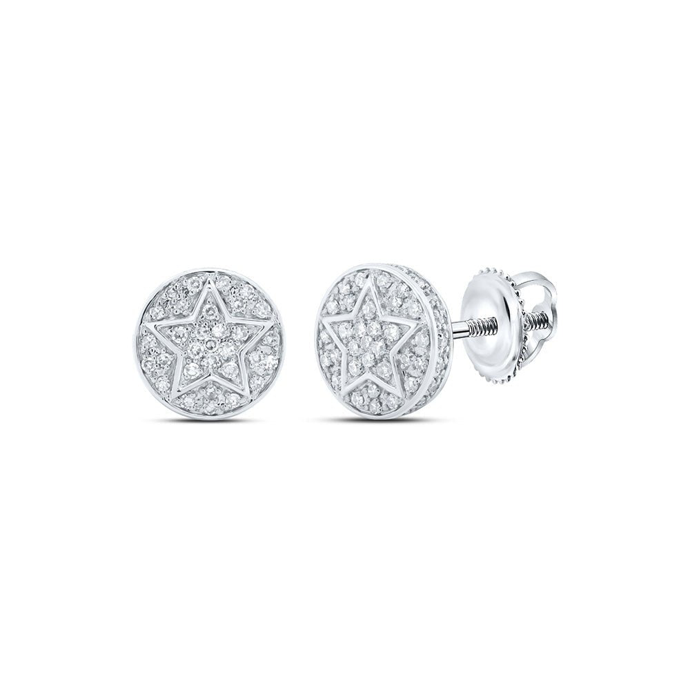 Men's Diamond Earrings | 10kt White Gold Mens Round Diamond Star Earrings 1/4 Cttw | Splendid Jewellery GND