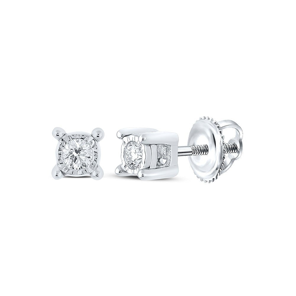Men's Diamond Earrings | 10kt White Gold Mens Round Diamond Stud Earrings 1/10 Cttw | Splendid Jewellery GND