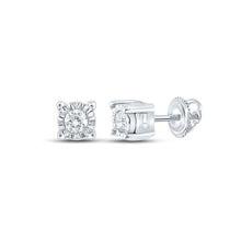 Load image into Gallery viewer, 10kt White Gold Men&#39;s Round Diamond Stud Earrings - Elegant Sparkle for Him - Alternate view 1 from Splendid Jewellery