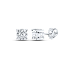 10kt White Gold Men's Round Diamond Stud Earrings - Elegant Sparkle for Him - Alternate view 1 from Splendid Jewellery