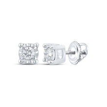 Load image into Gallery viewer, 10kt White Gold Round Diamond Stud Earrings for Men - 1/5 Cttw | Elegant Diamond Accents for a Dashing Look - Alternate view 1 from Splendid Jewellery