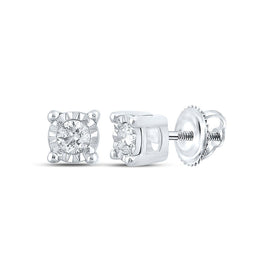 10kt White Gold Round Diamond Stud Earrings for Men - 1/5 Cttw | Elegant Diamond Accents for a Dashing Look - Alternate view 1 from Splendid Jewellery