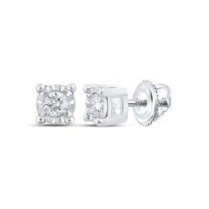 Men's Diamond Earrings | 10kt White Gold Mens Round Diamond Stud Earrings 1/5 Cttw | Splendid Jewellery GND