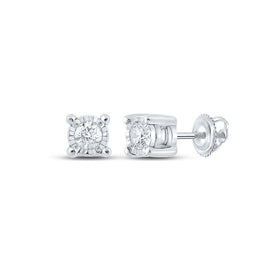 10kt White Gold Men's Round Diamond Stud Earrings - Dazzling Elegance - Alternate view 1 from Splendid Jewellery