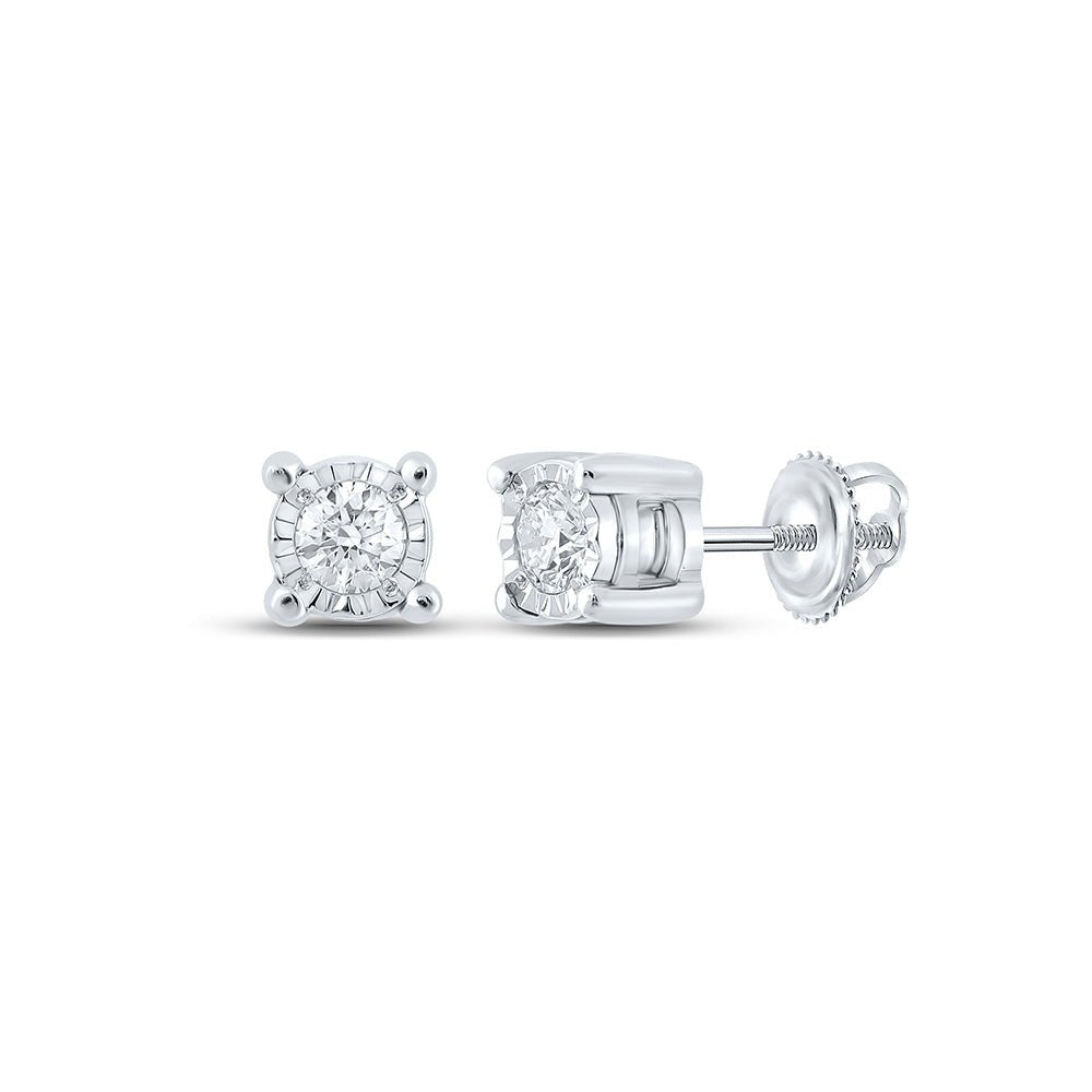 Men's Diamond Earrings | 10kt White Gold Mens Round Diamond Stud Earrings 1/6 Cttw | Splendid Jewellery GND