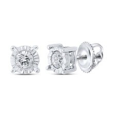 Load image into Gallery viewer, 10kt White Gold Men&#39;s Round Diamond Stud Earrings - Dazzling Brilliance - Alternate view 1 from Splendid Jewellery