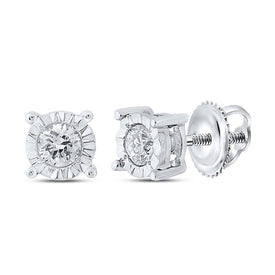 10kt White Gold Men's Round Diamond Stud Earrings - Dazzling Brilliance - Alternate view 1 from Splendid Jewellery