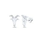 Aries Zodiac Goat Stud Earrings in 10kt White Gold with Round Diamonds (1/10 Cttw) - Alternate view 1 from Splendid Jewellery