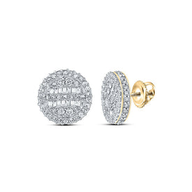 10kt Yellow Gold Baguette and Round Diamond Circle Earrings - 1 Ct.t.w. Top view from the 10Kt Yellow Gold Mens Baguette Diamond Circle Earrings 1 Cttwpin289404 collection by Splendid Jewellery