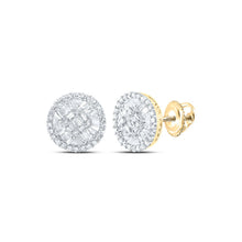 Load image into Gallery viewer, 10kt Yellow Gold Baguette and Round Diamond Circle Earrings - 5/8 Cttw Top view from the 10Kt Yellow Gold Mens Baguette Diamond Circle Earrings 5 8 Cttwpin216472 collection by Splendid Jewellery
