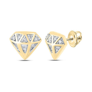 Men's Diamond Earrings | 10kt Yellow Gold Mens Baguette Diamond Gem Earrings 1/3 Cttw | Splendid Jewellery GND
