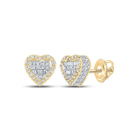 10kt Yellow Gold Men's Baguette Diamond Heart Earrings - Stunning Symbol of Love and Style Top view from the 10Kt Yellow Gold Mens Baguette Diamond Heart Earrings 3 8 Cttwpin286319 collection by Splendid Jewellery