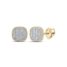 Load image into Gallery viewer, 10kt Yellow Gold Baguette and Round Diamond Square Earrings - 1 Cttw | Exquisite Men&#39;s Jewelry Top view from the 10Kt Yellow Gold Mens Baguette Diamond Square Earrings 1 Cttwpin286333 collection by Splendid Jewellery