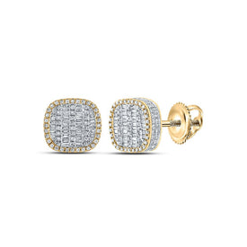 10kt Yellow Gold Baguette and Round Diamond Square Earrings - 1 Cttw | Exquisite Men's Jewelry Top view from the 10Kt Yellow Gold Mens Baguette Diamond Square Earrings 1 Cttwpin286333 collection by Splendid Jewellery